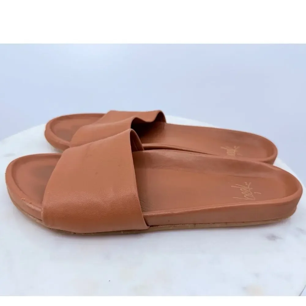 Beek Gallito Leather Slide Sandals Tan Size 7